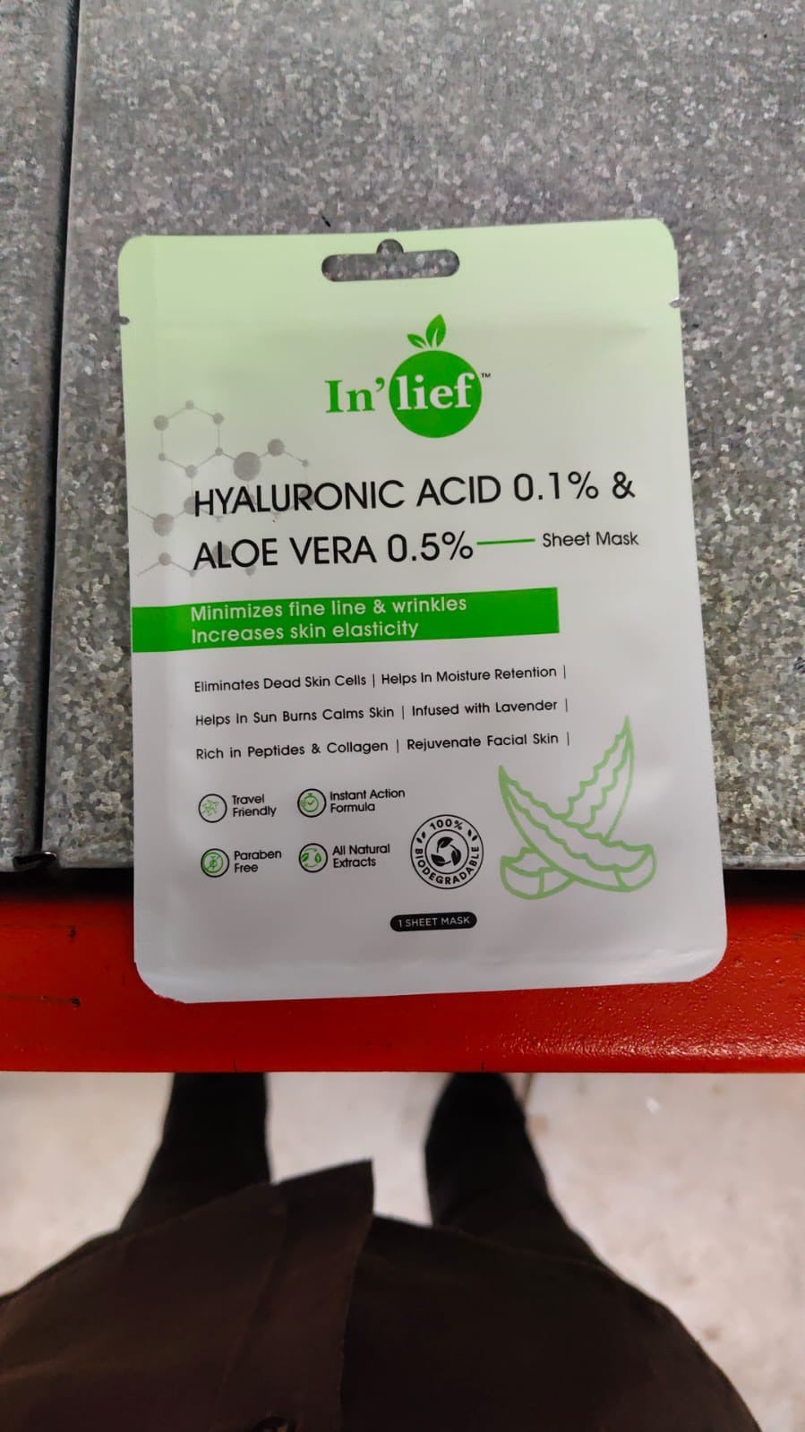 In’lief Hyaluronic Acid 0.1% & Aloe Vera 0.5% Hydrating Facial mask (1 Pc) In’lief Hyaluronic Acid 0.1% & Aloe Vera 0.5% Hydrating Facial mask (1 Pc)